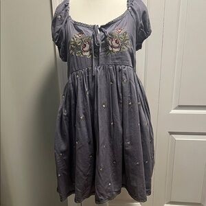 Embroidered Dress in Gray